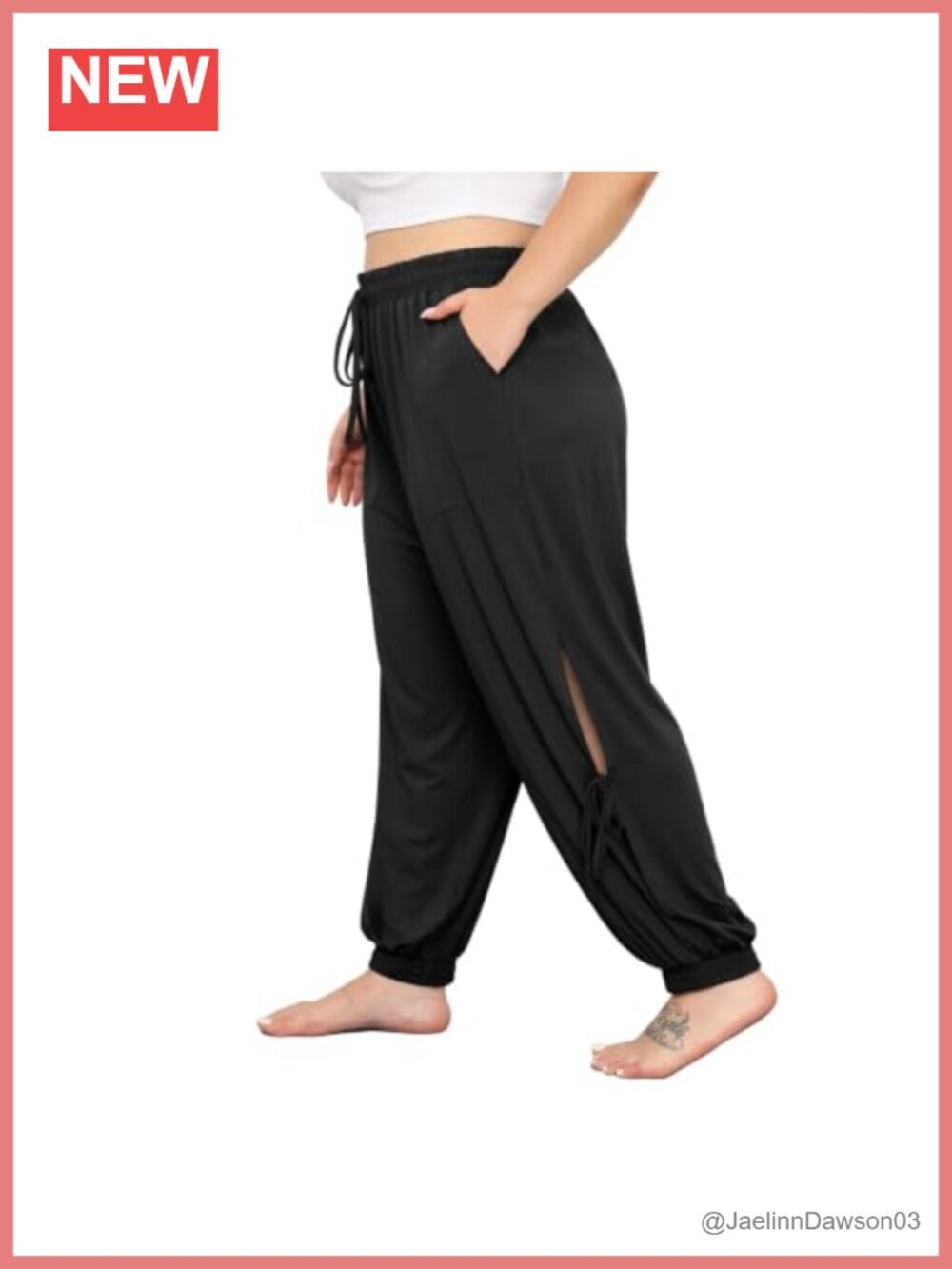 Plus Size Yoga Pants with Pockets High Waisted Drawstring Sweatpants